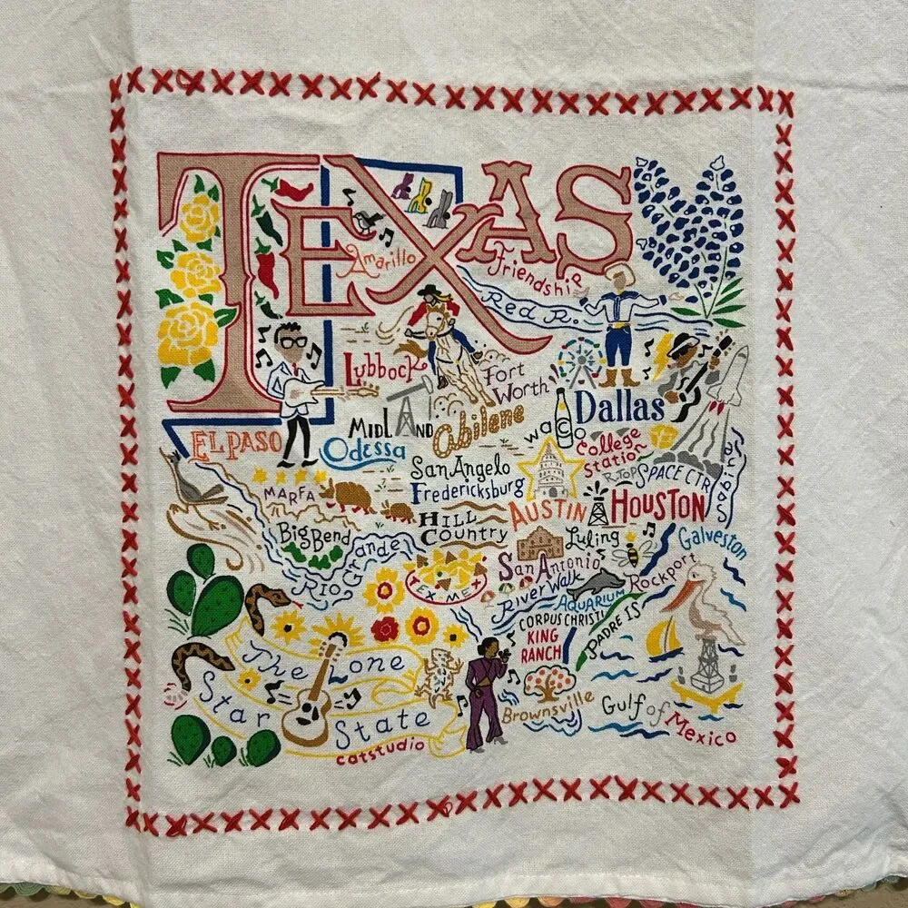 NWOT Cat Studio Texas Kitchen Dish Tea Towel 100% Cotton Multicolor 20x29”